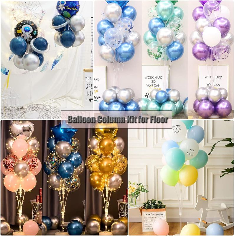 Photo 2 of Balloon Column Kit for Floor - Set of 2,Balloon Columns with Stand, Base and Pole,Balloon Tower Backdrop Decoration for Wedding, Birthday Party, or Bachelorette Parties (Balloons not included) White