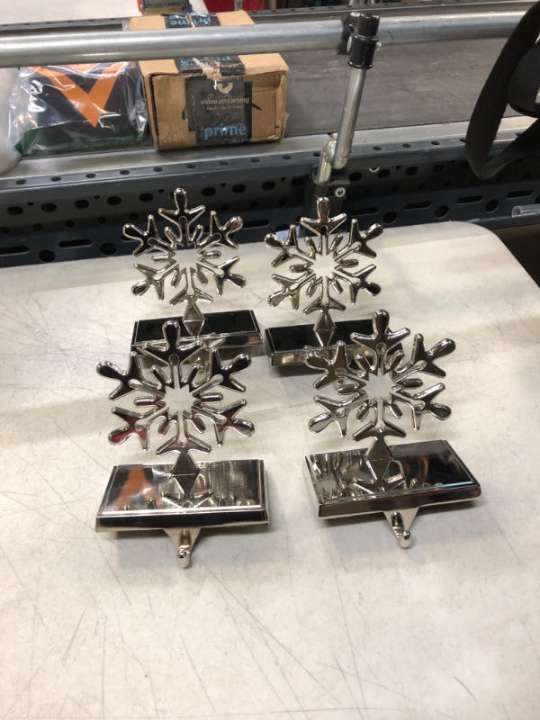 Photo 1 of 4 PC SILVER SNOWFLAKE HANGERS 