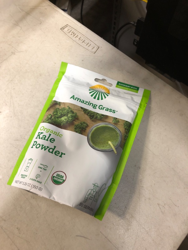 Photo 2 of Amazing Grass Kale Greens Booster: Greens Powder Smoothie Mix, Smoothie Booster with Vitamin A & Vitamin K, Chlorophyll Providing Greens, 30 Servings ( EX:02/24)