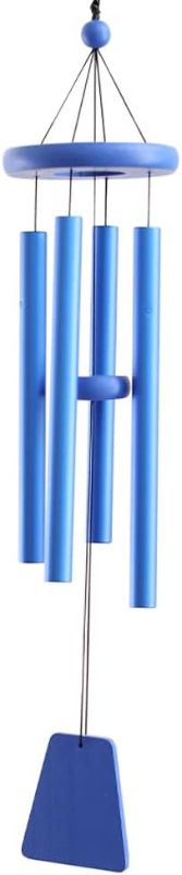 Photo 1 of 24" Aluminum 4Tubes Tuned Metal Wind Chimes for Outside Unique Deep Tone Indoor Sympathy Memorial Wind Chimes for Living Room Balcony Window Decor(Blue)
