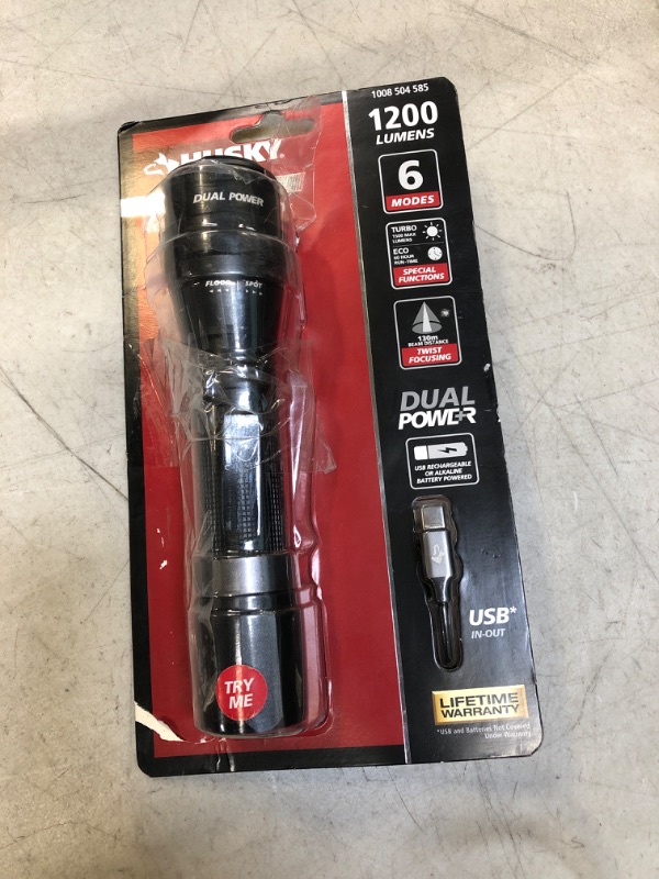 Photo 2 of 1200 Lumens Dual Power LED Rechargeable Focusing Flashlight with Rechargeable Battery and USB-C Cable Included