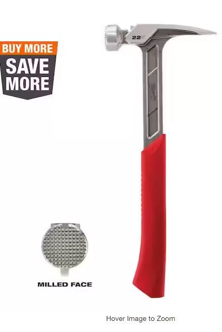 Photo 1 of 22 oz. Milled Face Framing Hammer
