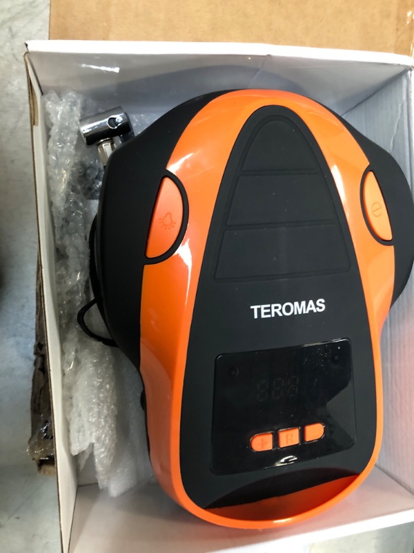 Photo 2 of TEROMAS Tire Inflator Air Compressor, Portable DC/AC Air Pump for Car Tires 12V DC and Other Inflatables at Home 110V AC, Digital Electric Tire Pump with Pressure Gauge(Orange)