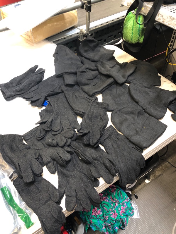 Photo 1 of 12 PC BLACK BEANIE AND GLOVES SET 