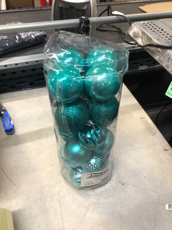 Photo 1 of  15 PC TEAL CHRISTMAS ORNAMENTS 