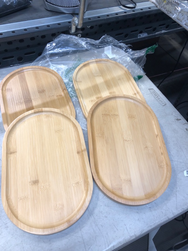 Photo 1 of 4 PC WOODEN DECOR TRAYS 