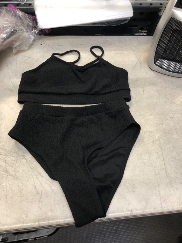 Photo 1 of BLACK 2 PC RIBBED BIKINI ( SIZE: SMALL ) 