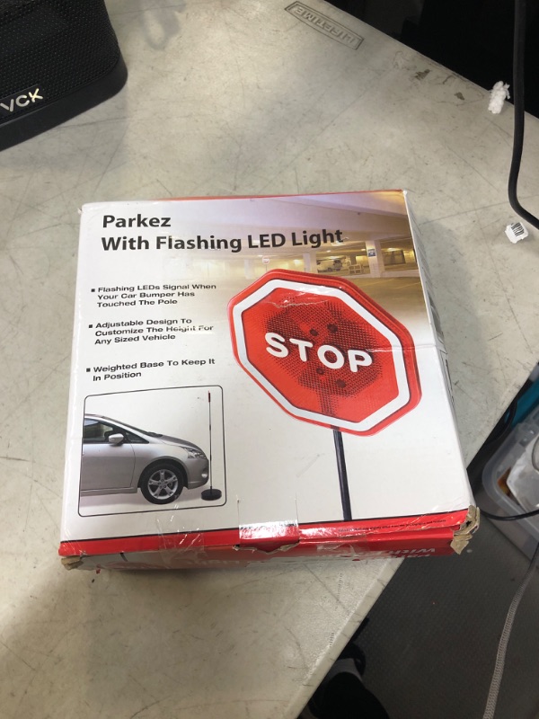 Photo 2 of Andalus LED Flashing Stop Sign for Garage Parking Assist Pack of 1 - Parking Stopper for Garage Along with Bumper Sensor System with Up to 53" Adjustable Rod - Maximize Safety and Stress-Free Parking for Your Personal Vehicles Black & Red - 1 Pack