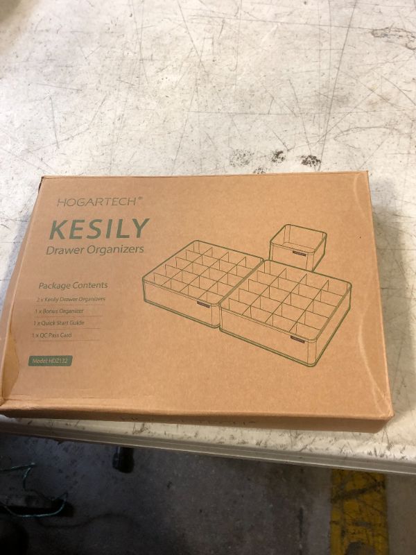 Photo 1 of Sock Drawer Organizer Clothes, Oxford Cloth, Fabric Drawer Organizers for Clothing, 3 Pack Sock Underwear Organizer for Closet, Dresser Drawer Organizers, 20+20 Cell+One Extra Storage Box, Gray Sock 3 Pack