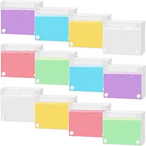 Photo 1 of Tenceur 12 Pcs Index Card Case 3" x 5" Index Card Holder with Colorful Tab Dividers Plastic Flash Card Organizer Notecard Box for Storing Recipe Cards Office School
