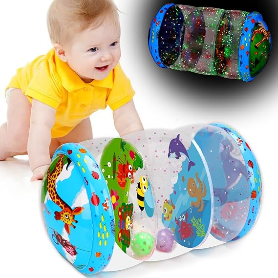 Photo 1 of Crawling & Walking Baby Toys 0-6 6 to 12 Months Glowing Jumbo Inflatable Rolling Infant Toys 8 9 12-18 Month Old Sensory Toys for Toddler 1-3 Development Light Up 1 2 Year Old Boy Girl Birthday Gifts
