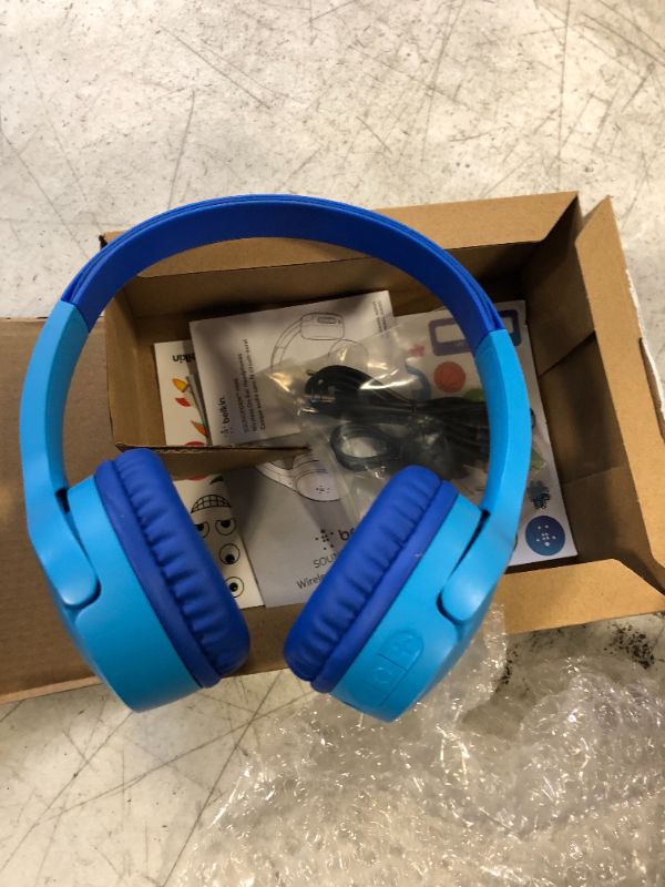 Photo 2 of Belkin SoundForm Mini - Wireless Bluetooth Headphones with Built In Microphone - Kids On-Ear - Bluetooth Earphones for iPhone, iPad, Fire Tablet & more - Blue Wireless Headphones Blue