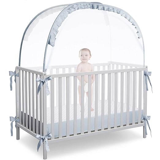 Photo 1 of L RUNNZER Baby Crib Tent Crib Net to Keep Baby in, Pop Up Crib Tent Canopy Keep Baby from Climbing Out
