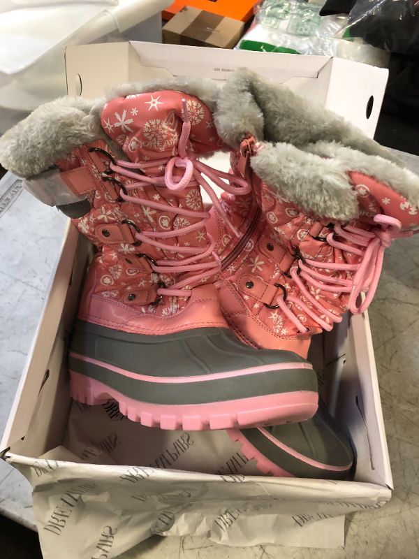 Photo 2 of DREAM PAIRS Kids Insulated Waterproof Winter Snow Boots 3 Little Kid Pink