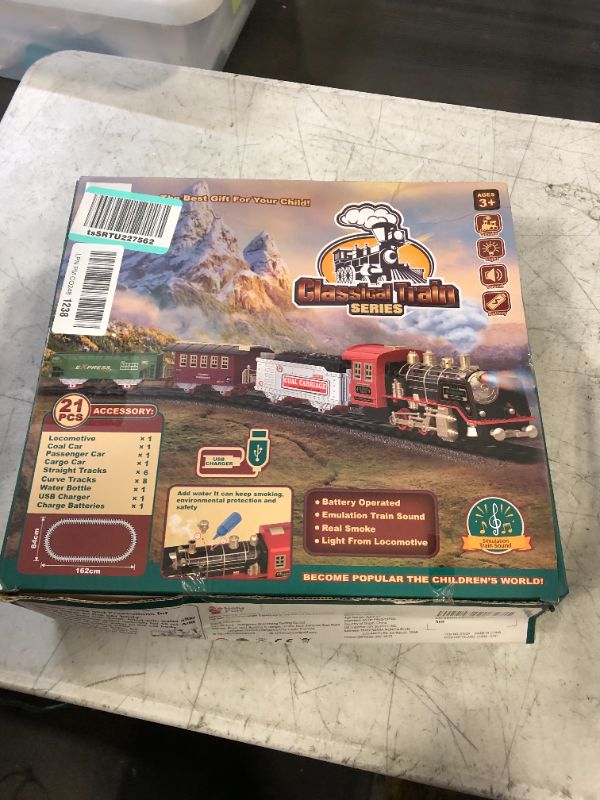 Photo 1 of Train Set with Smoke, Sound and Light, Electric Train Track Toy Under Christmas Tree, Christmas Birthday Gift for 3 4 5 6 7 8+ Year Old Kids, Toddlers, Boys and Girls