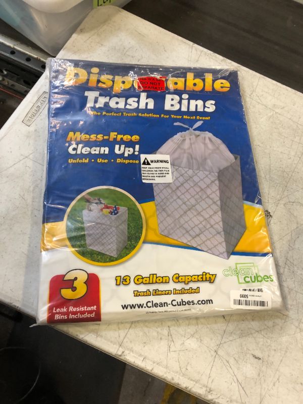 Photo 1 of Clean Cubes 13 Gallon Disposable Trash Cans (6-Pack). Reusable Garbage and Recycling Bins for Parties, Events, and More (Trellis - 18" Tall x 14" Wide 10" Deep)