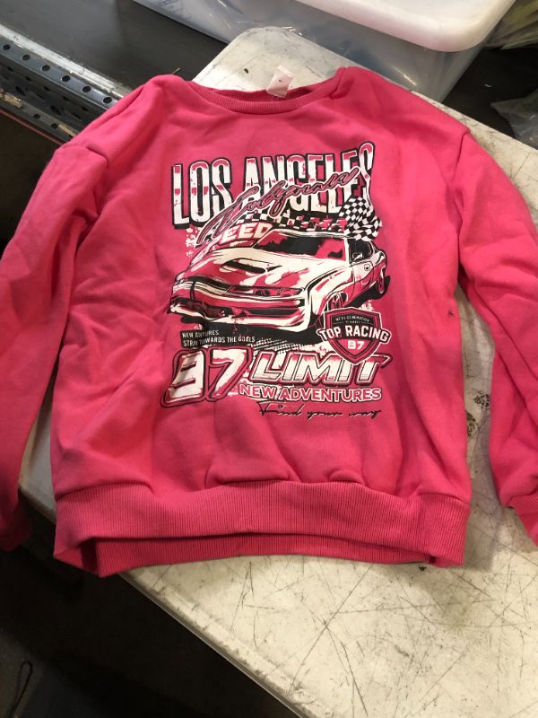 Photo 1 of GIRLS RACE CAR SWEATSHIRT PINK 11-12 YR OLD