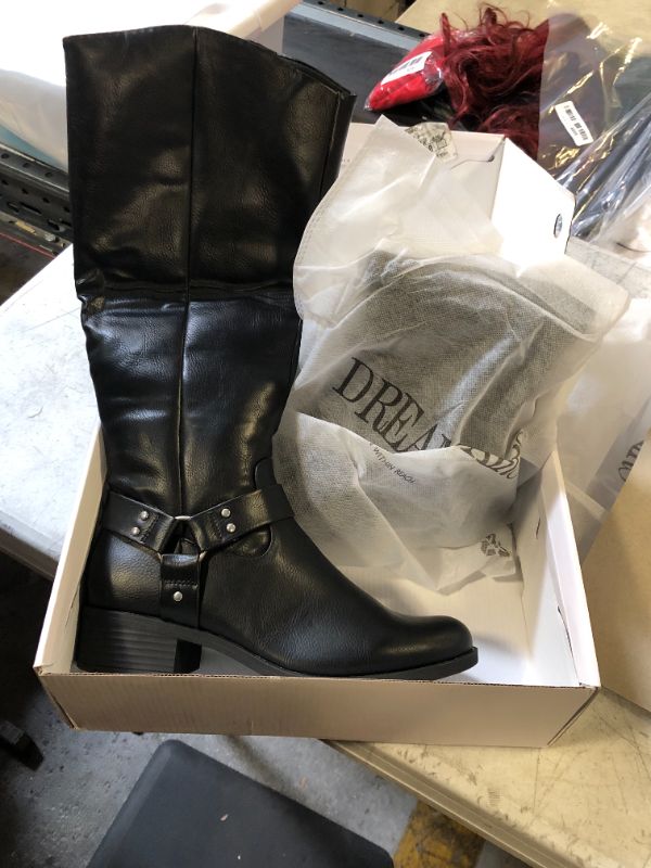 Photo 2 of DREAM PAIRS Boots For Women Knee High, Comfortable Pull On Side Zipper Buckle Riding Boots 8.5 Black