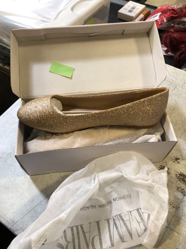 Photo 2 of DREAM PAIRS Women's Sole-Simple Ballerina Walking Flats Shoes SIZE 12 Gold/Glitter