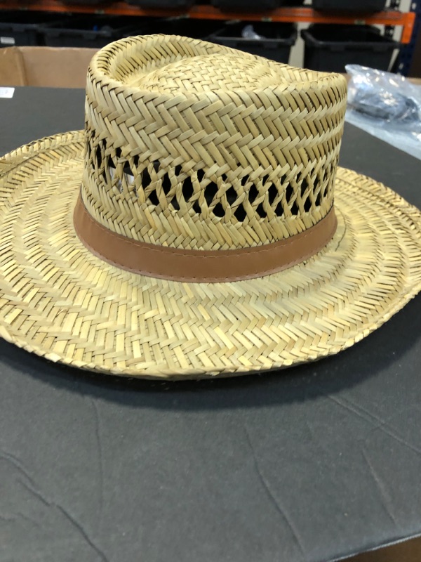 Photo 2 of Dpc Men's Pine Rush Straw Hat With 3-Inch Brim And Faux Leather Band MEDIUM