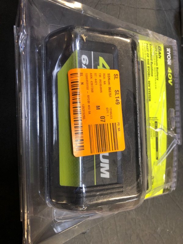 Photo 2 of Ryobi 40-Volt Lithium-Ion 6.0 Ah High Capacity Battery