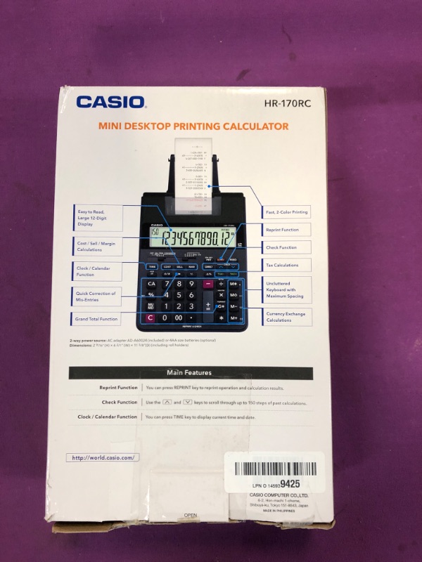 Photo 3 of Casio HR-170RC Plus, Min-Desktop Printing Calculator