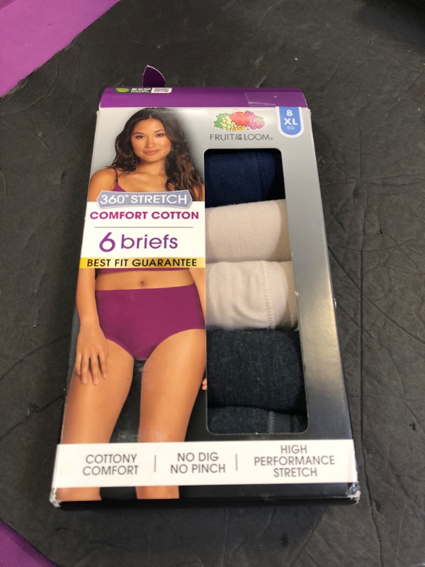 Photo 2 of Fruit of the Loom Women's 360° Stretch Underwear, High Performance Stretch for Effortless Comfort, Available in Plus Size Cotton Blend Cotton Blend - Brief - 6 Pack - Colors May Vary 8