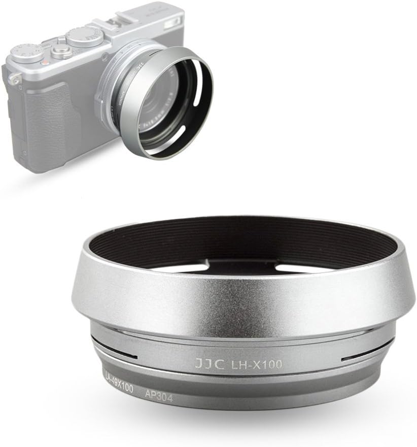 Photo 1 of JJC Lens Hood for Fujifilm Fuji X100 X100V X100F X100S X100T X70 Cameras with 49mm Adapter Ring Replaces Fujifilm LH-X100 Lens Shade and AR-X100 Adapter Ring-Silver
