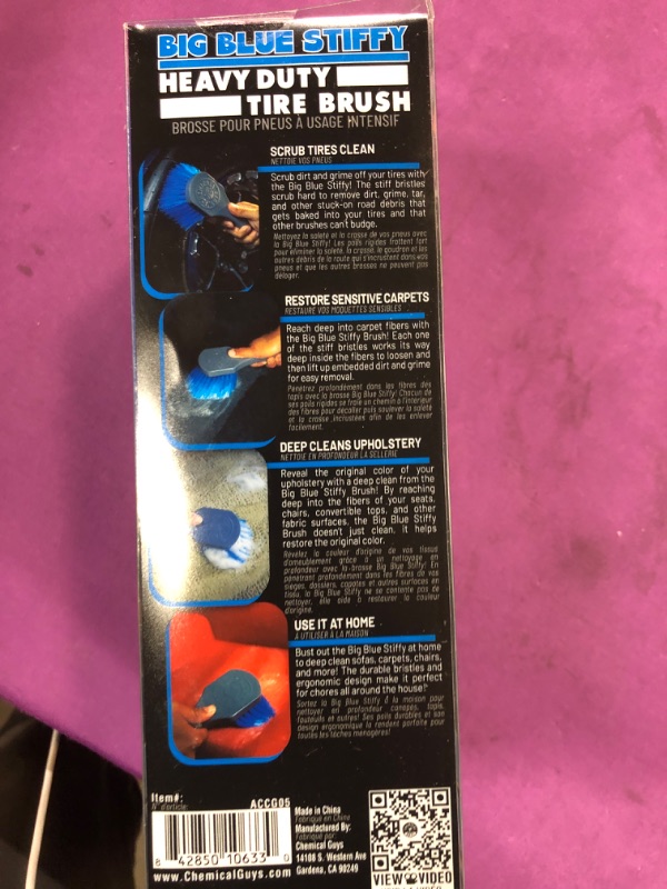 Photo 2 of Chemical Guys ACCG05 Big Blue Stiffy Heavy Duty Tire & Upholstery Cleaning Brush, (Safe for Cars, Trucks, SUVs, RVs, Motorcycles, & More) Blue