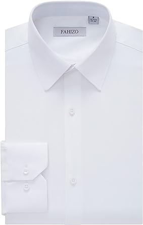 Photo 1 of FAHIZO Men's Dress Shirt Regular Fit Soild Casual Business Formal Long Sleeve Button Up Stretch Shirts
