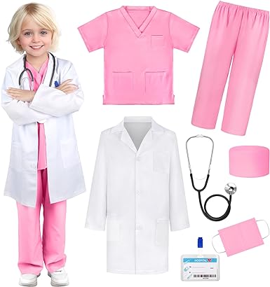 Photo 1 of GIFTINBOX Doctor Costume for Kids Doctor Lab Coat for Kids Real Stethoscope, Halloween Doctor Lab Costumes for Kids age 3-12
