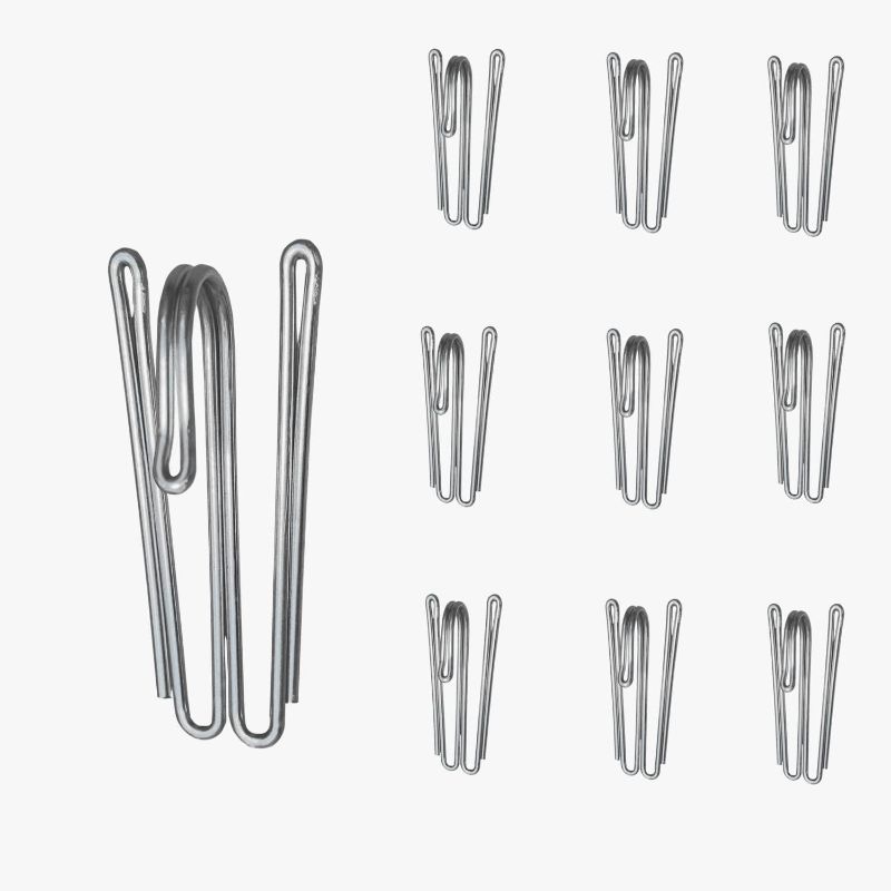 Photo 1 of 60 pcs Stainless Steel Curtain Hooks Drapery W Shape Hook Stainless Curtain Pleat Tape Hooks
