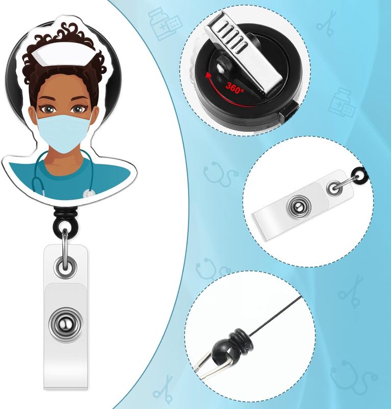 Photo 1 of 3 Pieces Black Girl Nurse Retractable Badge Holder Cute Nurse Badge Reel with Clip Nurse Badge Holder Nurse Badge Clip Nursing ID Badge Holder for Nurses...
