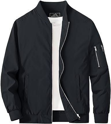 Photo 1 of MAGCOMSEN Men's Jacket Lightweight Bomber Jacket Casual Windbreaker Jackets Windproof Zip Up Coats with 5 Pockets
