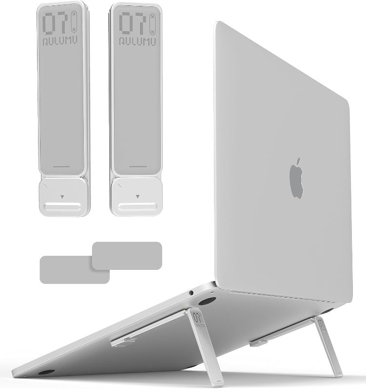 Photo 1 of Aulumu G07 Pop Up Leg Stand [Business Color Scheme] Super Portable Cooling Laptop Stand, Ergonomic Laptop Riser Lift for Desk for MacBook, All Laptops, Tablets, 8-20'', Silver
