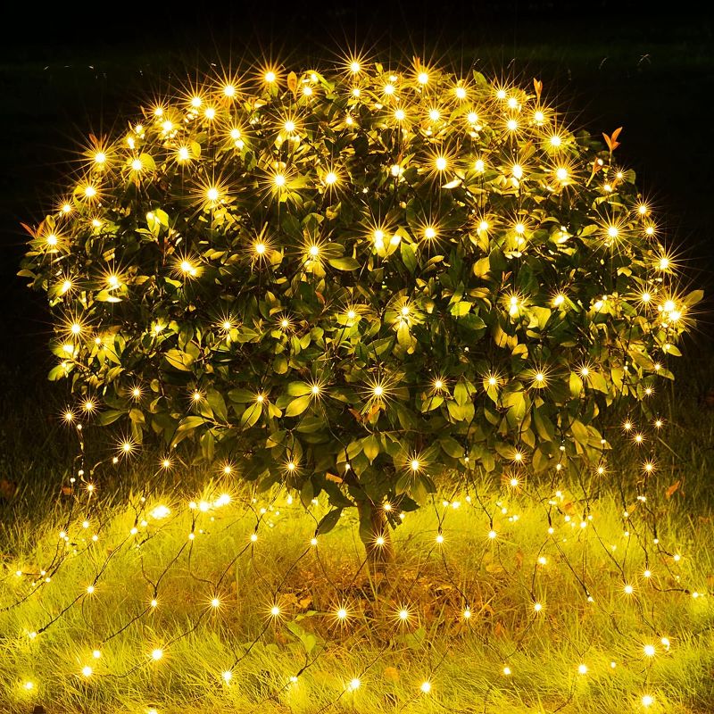 Photo 1 of BlcTec Christmas Net Lights 360 LED 9.8ft x 6.6ft Outdoor Christmas Bush Lights with 8 Modes, Timer, Connectable, Waterproof and Durable Green Wire for Trees, Bushes, Christmas Decorations, Cool White
