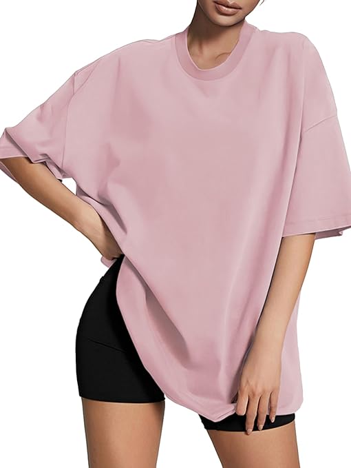 Photo 1 of ATHMILE Womens Oversized T Shirts Loose Fit Crewneck Short Sleeve Tops Summer Casual Blouse 2023 Y2K Basic Tee
