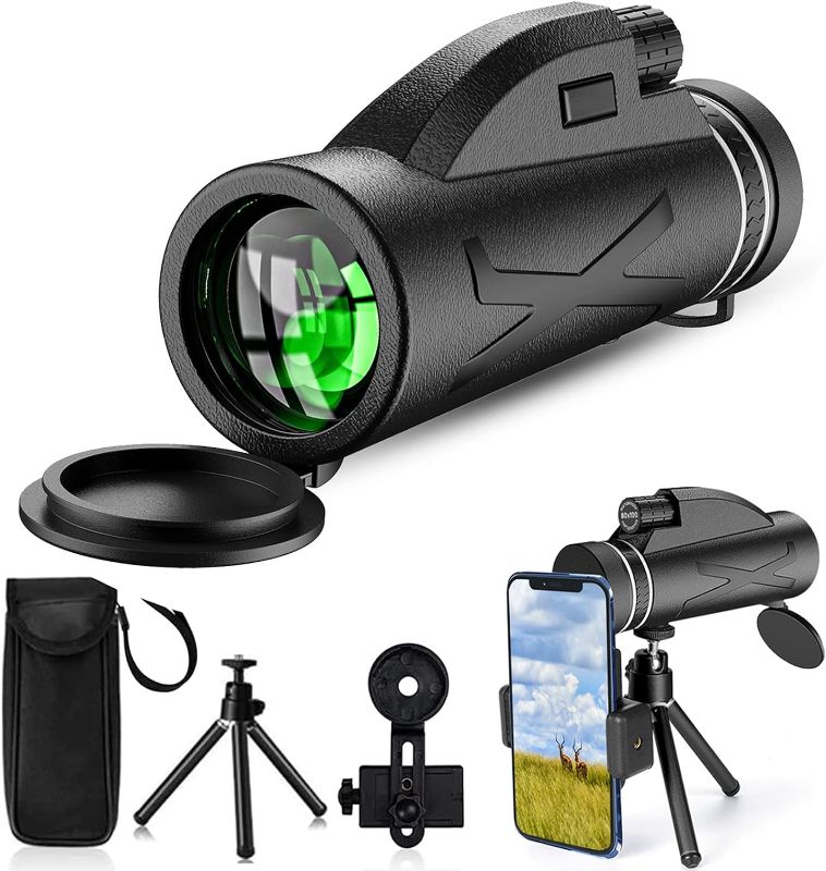 Photo 1 of 80X100 Monocular Telescope - with Smartphone Stand & Tripod, High Power Monocular HD Bifocal Scope Portable Waterproof & Anti-Fog, BAK4 Prism for Animal Bird Watching Hunting Camping Tourist Scenery
