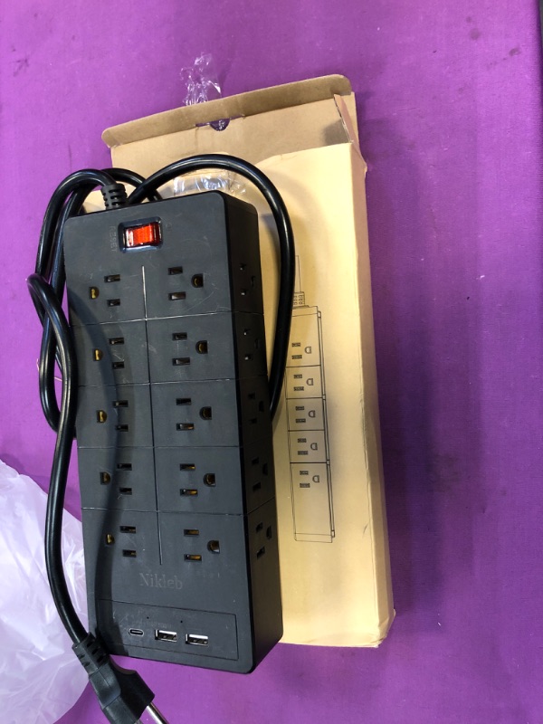 Photo 2 of Power Strip 23 in 1, 20 Outlets Surge Protector Wall Mount with 2 USB Ports + 1 USB C Port 3.1A Total, Multi Plug Extension Cord 6ft Heavy Duty, Office Desk Accessories for Gaming, Studio
