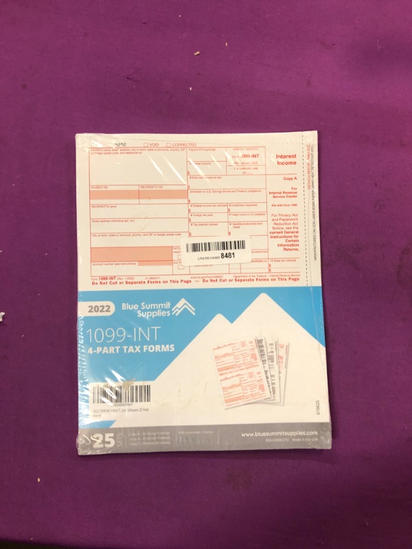 Photo 1 of 2023 1099 INT 4 Part Interest Tax Forms, 25 Laser Form Sets for Interest Income, Compatible with QuickBooks and Accounting Software, 25 Pack
