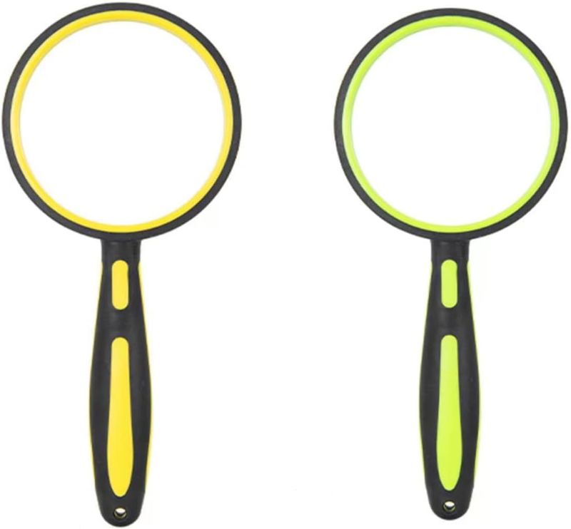 Photo 1 of 2 Pack 85mm 10X Handheld Magnifying Glass Reading Magnifier for Seniors and Kids, Magnifying Glass Lens with Non-Slip Rubber Handle for Reading Hobbies and Science
