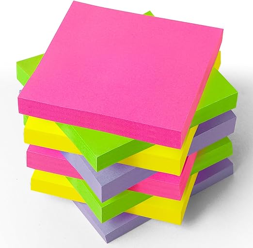 Photo 1 of 8 Pack Sticky Notes 3x3 Inches, 80 Sheets/pad, Self-Stick Note Pads in 4 Bright Colors, Perfect for School, Home, Office, Meetings
