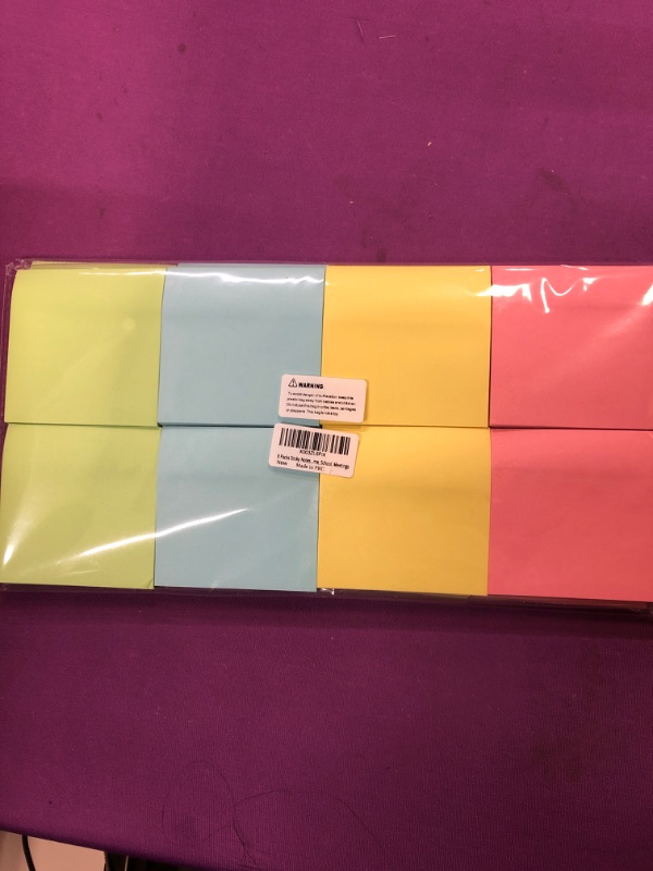 Photo 2 of 8 Pack Sticky Notes 3x3 Inches, 80 Sheets/pad, Self-Stick Note Pads in 4 Bright Colors, Perfect for School, Home, Office, Meetings
