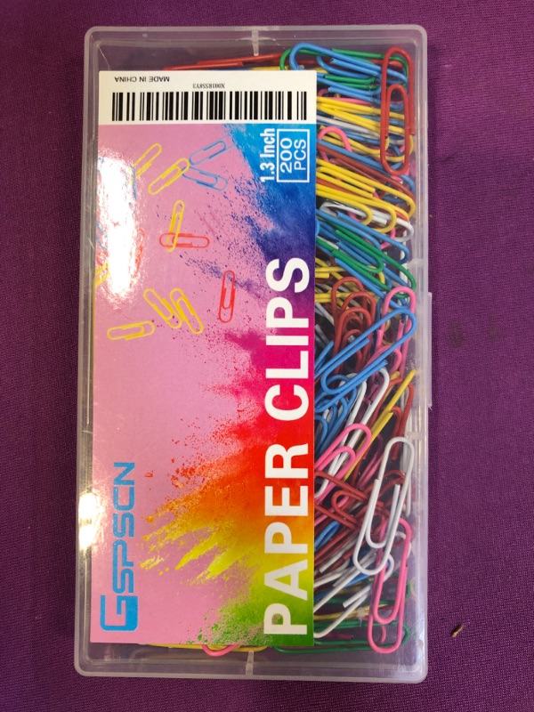 Photo 1 of GSPSCN 200Pack Colorful Medium Paper Clips 1.3inch (33mm),Durable and Rustproof, Assorted Colors Paperclips,Colored Paper Clip for Paperwork in Home Office School Document Organizing and Binding.