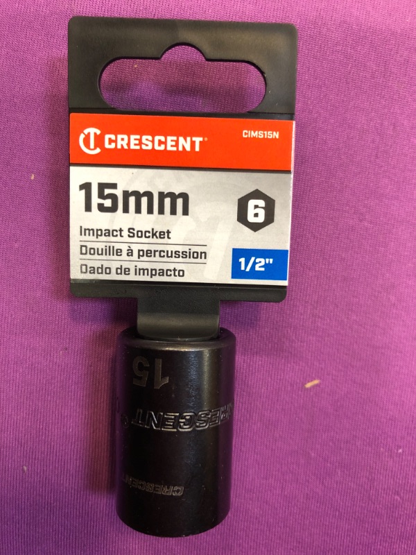 Photo 2 of Crescent 15 mm X 1/2 in. drive Metric 6 Point Impact Socket 1 pc