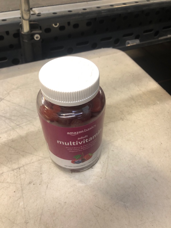 Photo 2 of Amazon Basics Adult Multivitamin, 150 Gummies, 75-Day Supply, Mixed Berry & Cherry (Previously Solimo) 150 Count (Pack of 1) ( EXP: 12/24) 