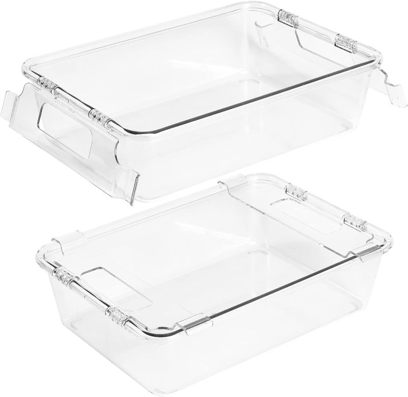 Photo 1 of Ykpoqir Clear Acrylic Stackable Bins for organizing Plastic Pantry Organization Refrigerator Storage Organizer Bins Fruit Storage Containers for Fridge Snack Kitchen Cabinet
