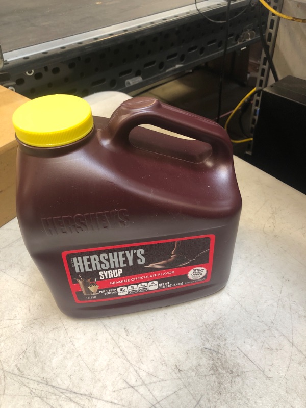 Photo 2 of HERSHEY'S Genuine Chocolate Syrup, Fat Free, Gluten Free, 7 lb 8 oz. Bulk Jug Chocolate 120 Ounce (Pack of 1) ( EXP: 04/25)