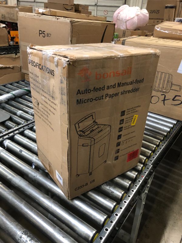 Photo 1 of Bonsaii Office Paper Shredder, 110-Sheet Autofeed Heavy Duty Paper Shredder, 30 Minutes Micro Cut Home Office Shredders with 4 Casters, P-4 Security Level&6.1 Gallon Large Bin (C233-B) 1 10 Sheet-Autofeed-New
