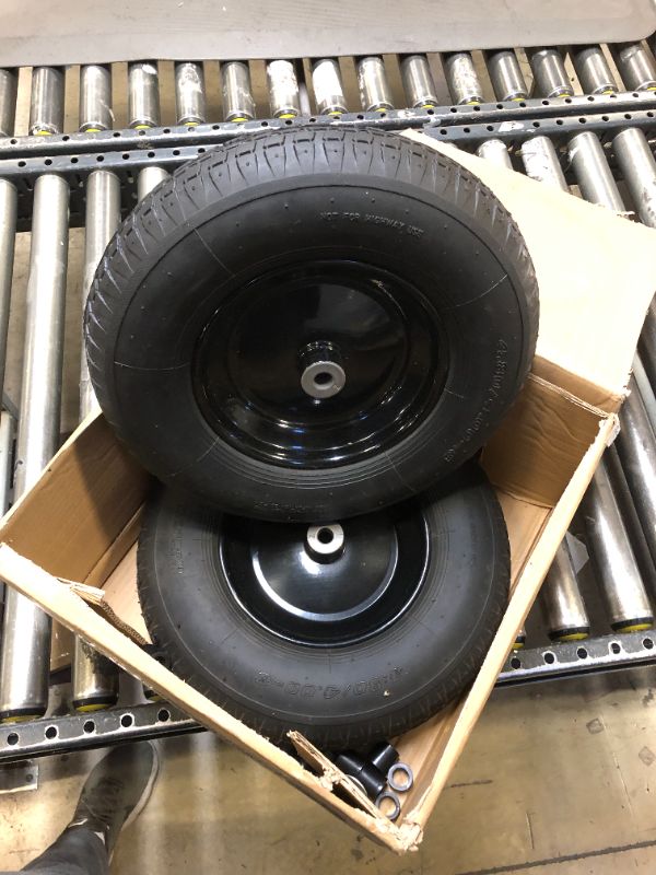 Photo 2 of 2-Pack 4.80/4.00-8" Pneumatic Wheelbarrow Wheel and Tires with 3"- 7" Center Hub and 5/8" Bushings for Wheelbarrow and Yard Cart Garden Wagon 00038511-16